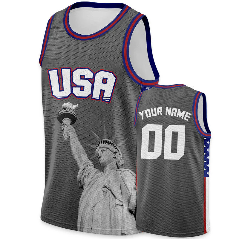 Grey Statue Of Liberty Basketball Jersey