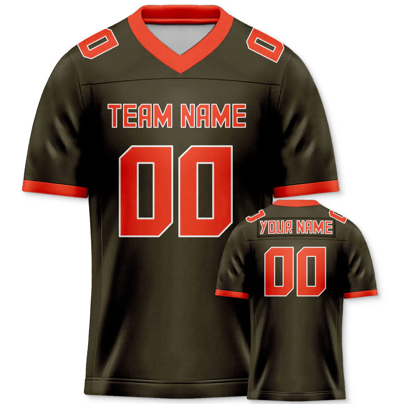 Custom Olive Orange Mesh Authentic Football Jersey