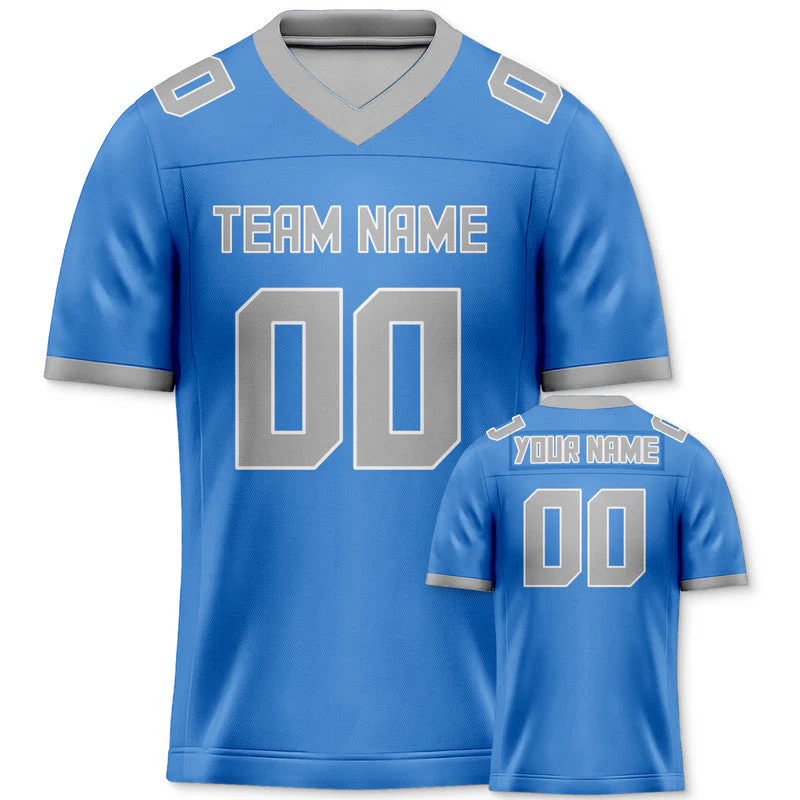 Custom Powder Blue Gray Mesh Authentic Football Jersey