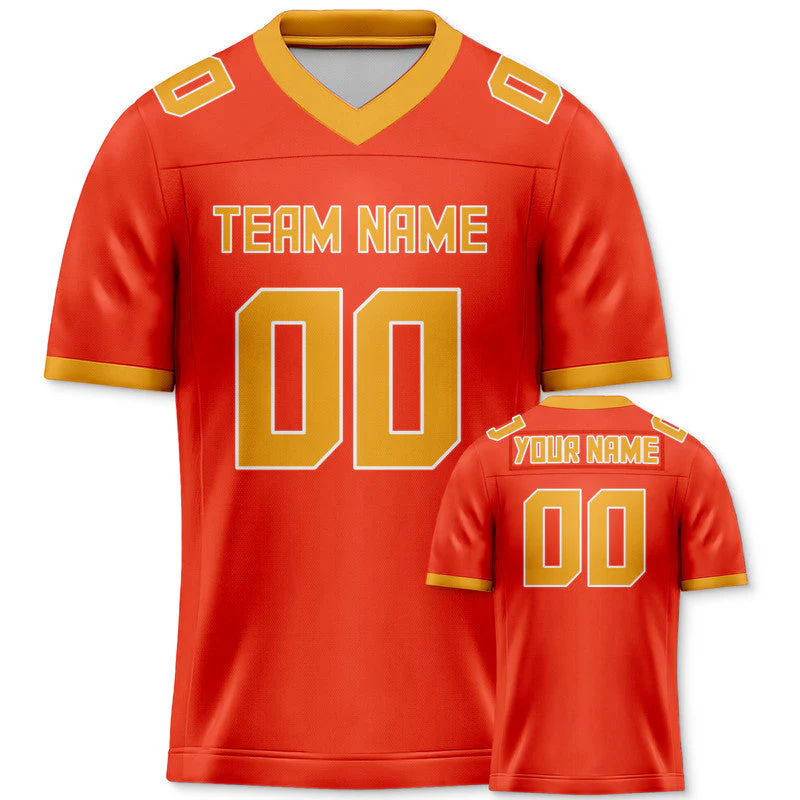 Custom Orange Gold Mesh Authentic Football Jersey