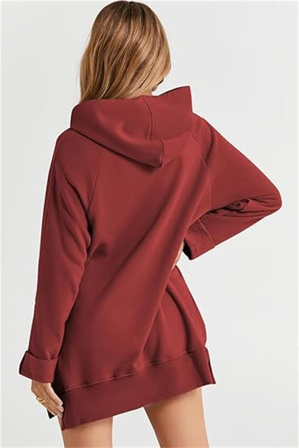 The Warmy Oversized Hoodie Dress,Hoodie Dress Forwomen,Women's Casual Pullover Long Sleeve Split Hem